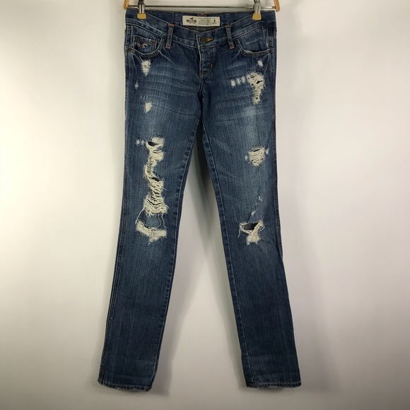 Hollister Wo’s Ripped Skinny Straight Jeans Ins32 - Picture 8 of 8